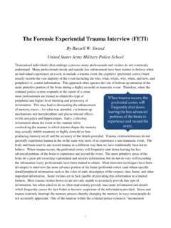 feti levar|The Forensic Experiential Trauma Interview (FETI)